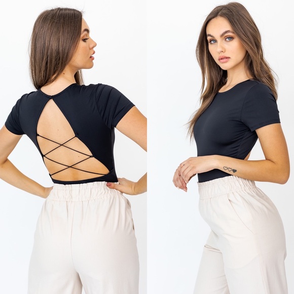 All Tied Up Black Lace Up Bodysuit - Picture 6 of 8